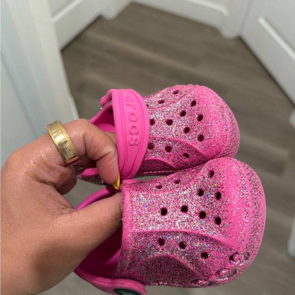 CROCS Kids Sparkly Pink Slippers